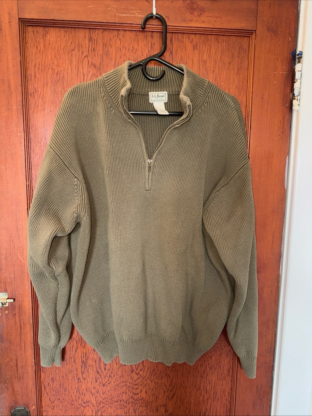 L.L. Bean Men's Olive Half-Zip Sweater